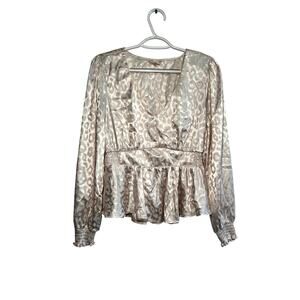 Hem & Thread satin animal print babydoll shirt womens medium y2k‎ romantic fairy